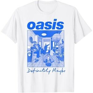 Oasis‎ Unisex M Definitely Maybe T-Shirt White Illustration Graphic Tee NWOT